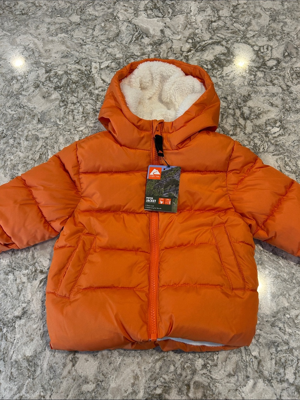 Ozark Trail NWT 12 month Orange Puffer Jacket with Sherpa Lining